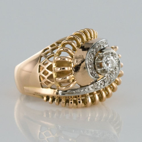 Bague 51 Bague rétro tourbillon de diamants 58 Facettes 19-084-55