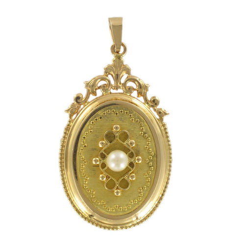 Pendentif Médaillon vintage or jaune et perle 58 Facettes 16-388