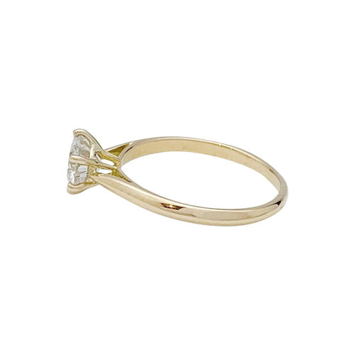 Bague 57 Solitaire en or jaune, diamant 1,12 carat F/VVS1. 58 Facettes 30150
