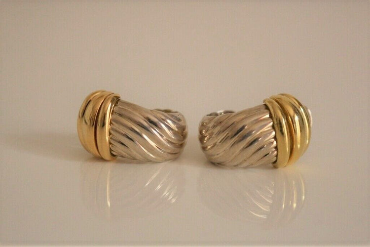 Boucles d'oreilles O.J PERRIN Boucles d'Oreilles godrons Argent et Or 58 Facettes 297