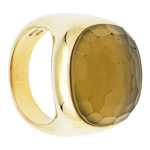 Bague 53.5 Bague Pomellato "Cipria" en or jaune et quartz lemon. 58 Facettes 30548