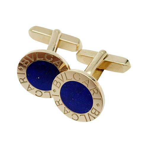 Boutons de manchette Bulgari "Gemelli BVLGARI BVLGARI", or jaune et lapis lazuli 58 Facettes 29985