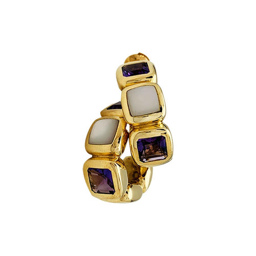 Boucles d'oreilles Boucles d'oreilles Van Cleef & Arpels "Saint Germain" en or jaune, améthystes et nacres. 58 Facettes 30290