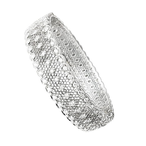 Bracelet Bracelet Buccellati "Dentelle" en or blanc et diamants. 58 Facettes 30486