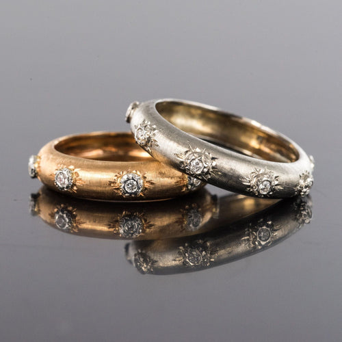 Bague 54 Bague or blanc satiné diamants 58 Facettes ANSETAB-54
