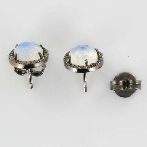 Boucles d'oreilles Puces d'oreilles pierres de lune et diamants 58 Facettes 18-335
