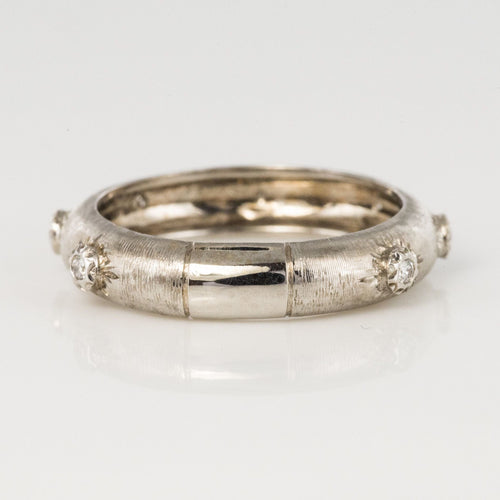 Bague 54 Bague or blanc satiné diamants 58 Facettes ANSETAB-54