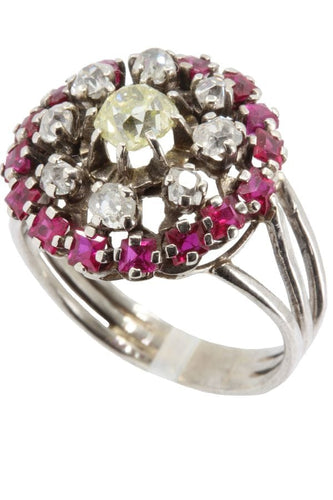 Bague Bague rubis et diamants années 70' 58 Facettes 18611