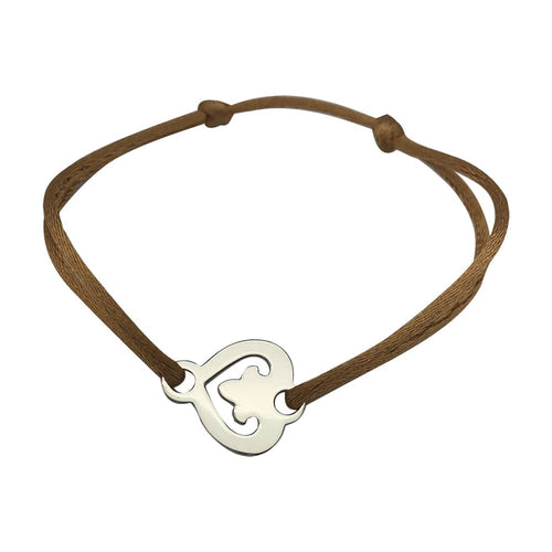 Bracelet Bracelet O.J.Perrin, "Coeur Légendes", or blanc sur cordon. 58 Facettes 30355