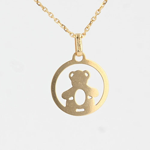 Pendentif Pendentif ourson or jaune et sa chaîne 58 Facettes 21-225B