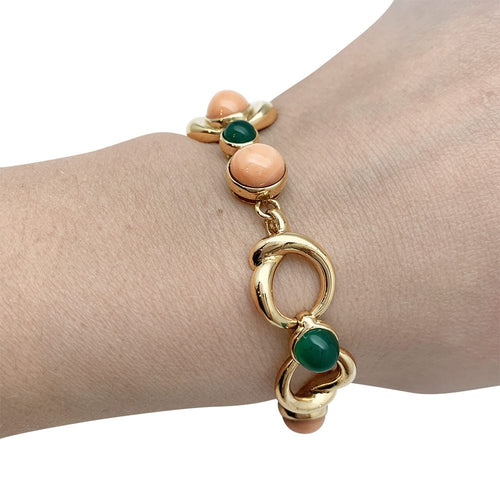 Bracelet Bracelet Van Cleef & Arpels en or jaune, corail et chrysoprase. 58 Facettes 30317