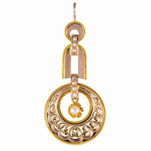 Pendentif Pendentif ancien or rose perles fines 58 Facettes CVP15