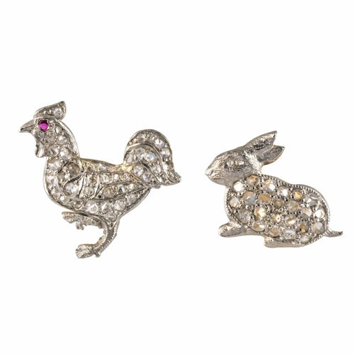 Boucles d'oreilles Boucles d'oreilles diamants lapin et coq 58 Facettes 20-084