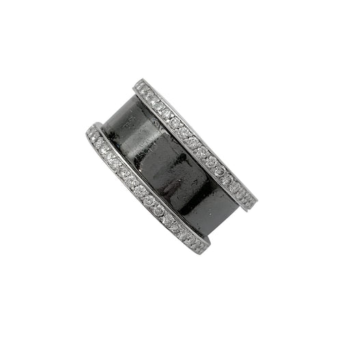 Bague 52 Bague Cartier Collection C en or blanc, diamants et émail noir. 58 Facettes 30036