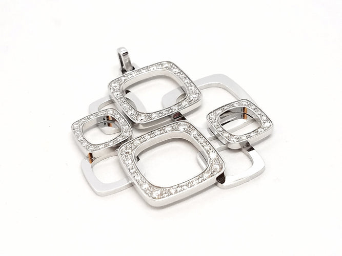 Pendentif Dinh Van Pendentif Impression Or blanc Diamant 58 Facettes 00036GD