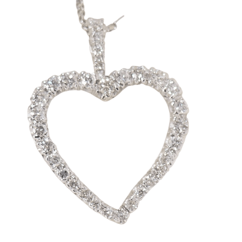 Pendentif Collier cœur en or blanc et diamants 58 Facettes 31990