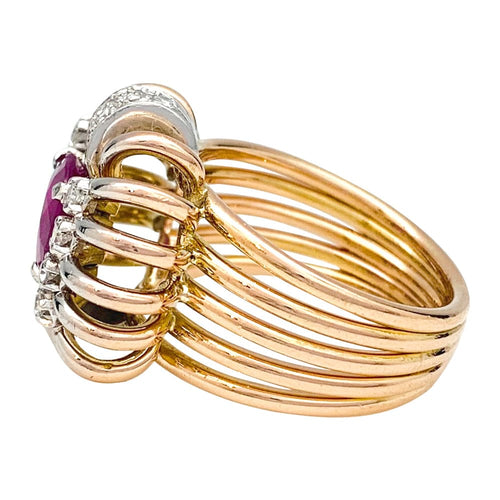 Bague 53.5 Bague 1950 en or rose, platine, diamants et rubis. 58 Facettes 30117