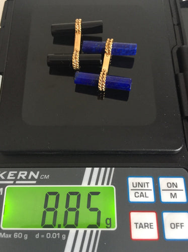 Boutons de manchette bâtonnets onyx et lapis 58 Facettes 375