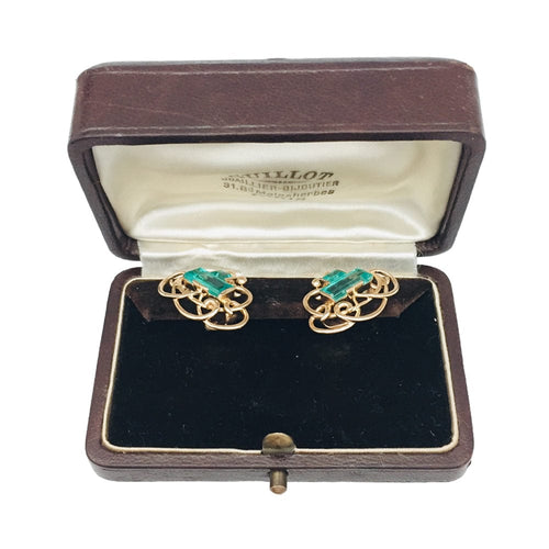 Boucles d'oreilles Boucles d'oreilles vintage, or jaune et émeraudes. 58 Facettes 29015