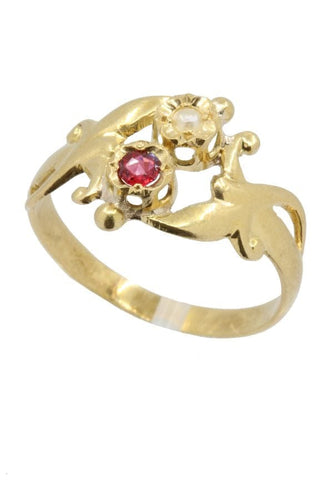 Bague Bague Vous et moi Art Nouveau perle et grenat 58 Facettes 038201