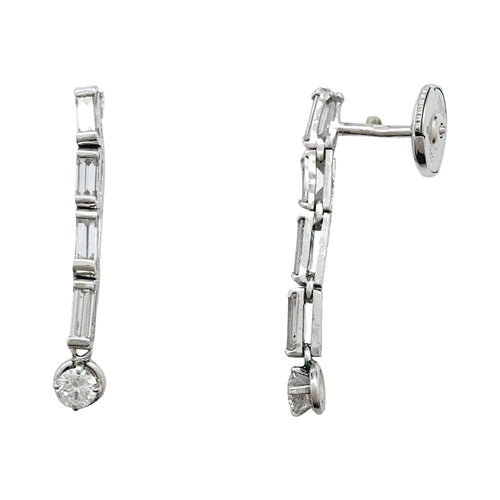 Boucles d'oreilles Boucles d'oreilles diamants en or blanc et platine. 58 Facettes 29622