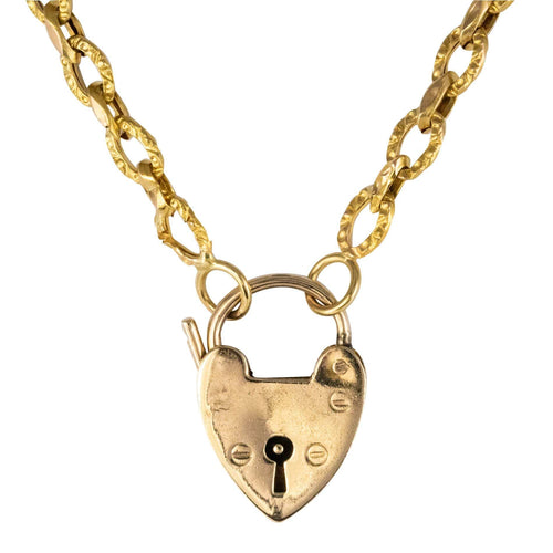 Collier Chaine ancienne ciselée et son cadenas en forme de coeur 58 Facettes CVCO3