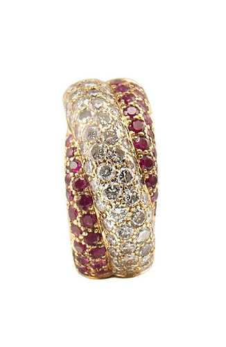 55-56 Bague Rubis et Diamants or jaune 58 Facettes