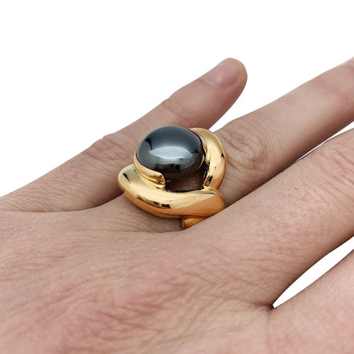 Bague 51 Bague vintage en or jaune et hématite. 58 Facettes 29406