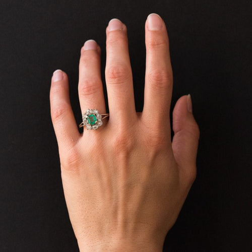 Bague 59 Bague marguerite émeraude et diamants 58 Facettes 19-317-51