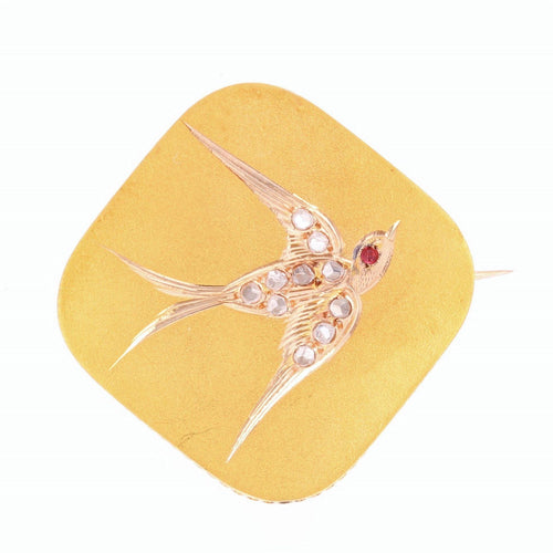 Broche Broche ancienne en or hirondelle 58 Facettes 21-105
