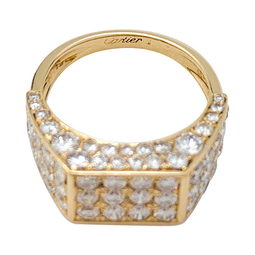 Bague 53 Bague Cartier chevalière en or jaune et diamants. 58 Facettes 29847-1