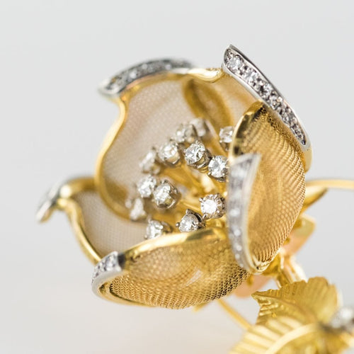 Broche Broche ancienne rose articulée et diamants 58 Facettes 00-136