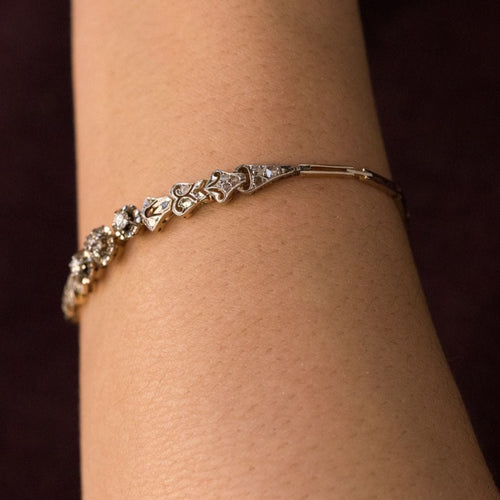 Bracelet Bracelet ancien ligne motif floral serti de diamants 58 Facettes 19-053