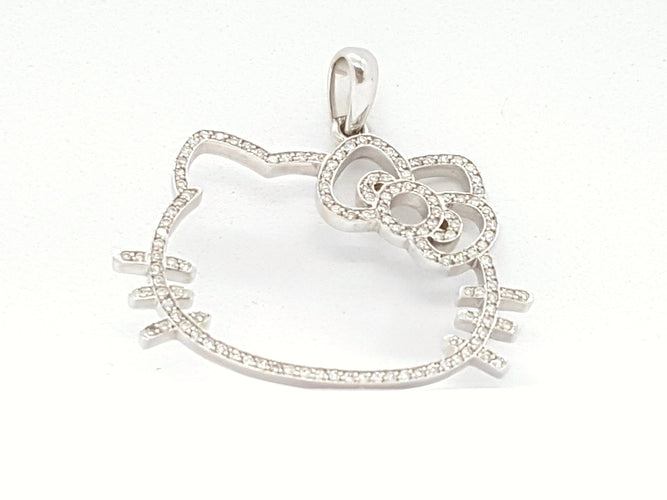 Pendentif Victoria Casal Pendentif Hello Kitty Or blanc Diamant 58 Facettes 00010GD