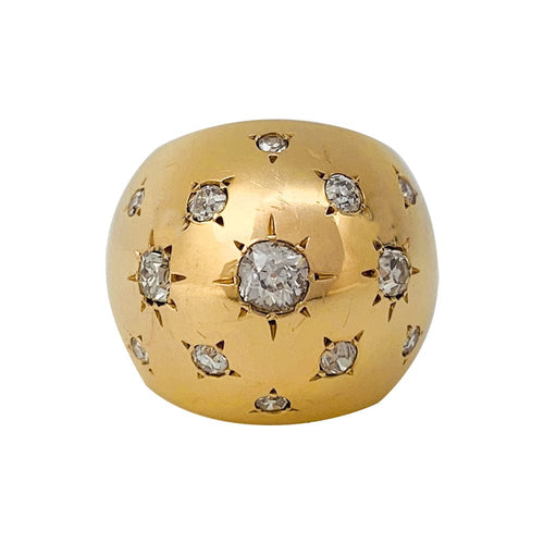 Bague 45 Bague dôme en or jaune et diamants. 58 Facettes 29928