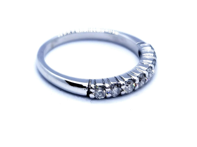Bague 54 Bague Demie alliance Or blanc Diamant 58 Facettes 978866CN