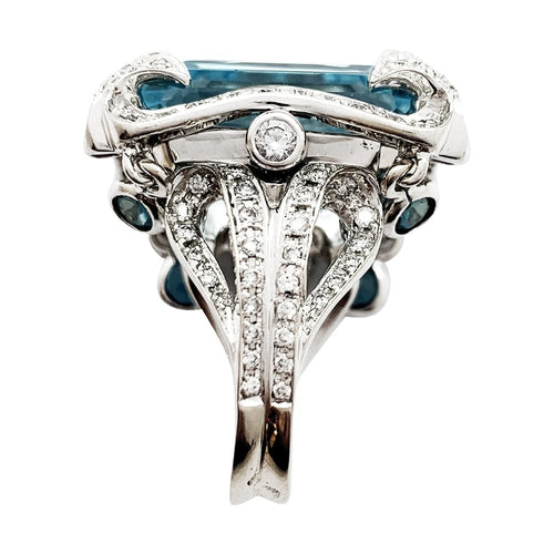 Bague 52 Bague Edouard Nahum "Sterina" or blanc diamants et topaze 58 Facettes 30314