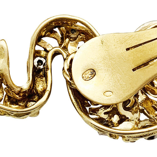 Boucles d'oreilles Boucles d'oreilles Zolotas "Poissons" en or jaune, platine et diamants. 58 Facettes 30398
