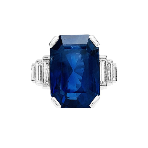 Bague 51 Bague saphir et diamants, monture platine. 58 Facettes 30225
