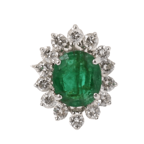 Bague 58.5 Bague marguerite en or blanc; Emeraude et diamants 58 Facettes 31956