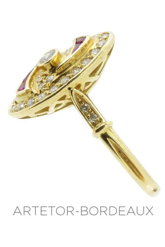 Bague 56 Bague marquise diamants et rubis 58 Facettes 13111