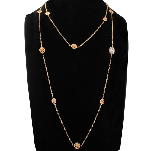 Collier Sautoir vermeil rose motifs ronds ciselés et camée 58 Facettes C8R