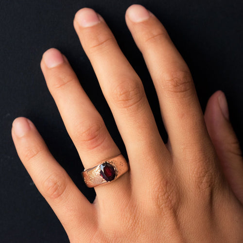 Bague 61 Bague jonc grenat or rose 58 Facettes 20-195-57