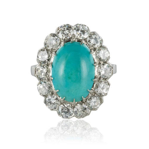 Bague 53 Bague marguerite turquoise diamants or blanc 58 Facettes 18-084-53