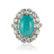 Bague 53 Bague marguerite turquoise diamants or blanc 58 Facettes 18-084-53