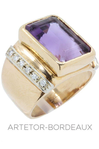 Bague 52 Bague tank améthyste et diamants 58 Facettes 33441