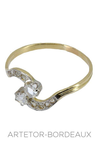 Bague 57 Toi et moi ancien diamants 58 Facettes 31371