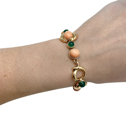 Bracelet Bracelet Van Cleef & Arpels en or jaune, corail et chrysoprase. 58 Facettes 30317