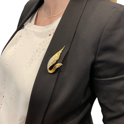 Broche Broche Sterlé en or jaune, platine et diamants. 58 Facettes 30241