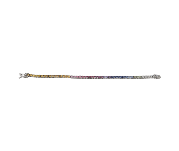Bracelet Bracelet Or blanc Saphir arc-en-ciel 58 Facettes